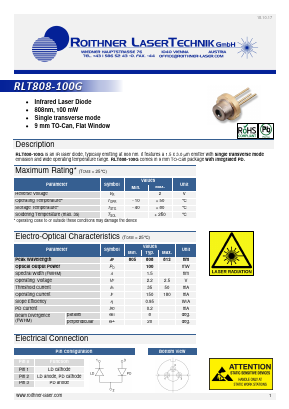 RLT808-100G Datasheet PDF Roithner LaserTechnik GmbH