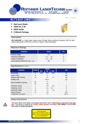 RLT1450-2WC Datasheet PDF Roithner LaserTechnik GmbH