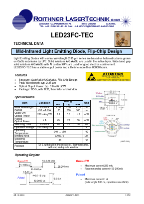 LED23FC-TEC Datasheet PDF Roithner LaserTechnik GmbH
