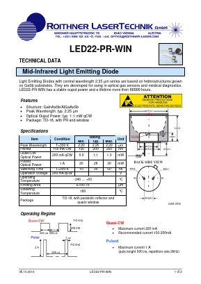 LED22-PR-WIN Datasheet PDF Roithner LaserTechnik GmbH