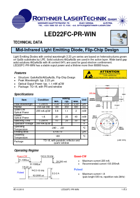 LED22FC-PR-WIN Datasheet PDF Roithner LaserTechnik GmbH