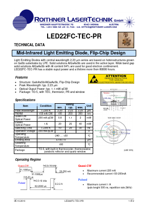 LED22FC-TEC-PR Datasheet PDF Roithner LaserTechnik GmbH