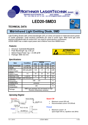 LED20-SMD3 Datasheet PDF Roithner LaserTechnik GmbH