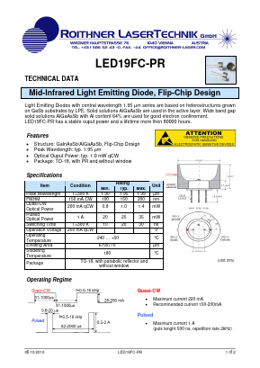 LED19FC-PR Datasheet PDF Roithner LaserTechnik GmbH