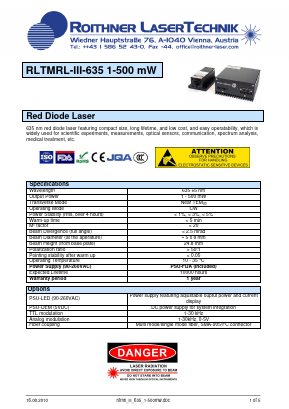 RLTMRL-3-635 Datasheet PDF Roithner LaserTechnik GmbH
