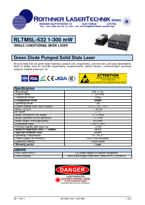 RLTMSL-532 Datasheet PDF Roithner LaserTechnik GmbH