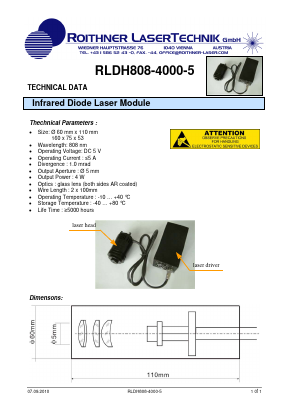 RLDH808-4000-5 Datasheet PDF Roithner LaserTechnik GmbH