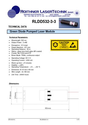 RLDD532-3-3 Datasheet PDF Roithner LaserTechnik GmbH