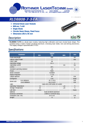RLDB808-7-3-FA Datasheet PDF Roithner LaserTechnik GmbH