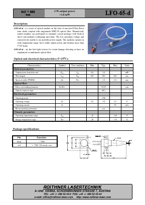 LFO-65-D Datasheet PDF Roithner LaserTechnik GmbH