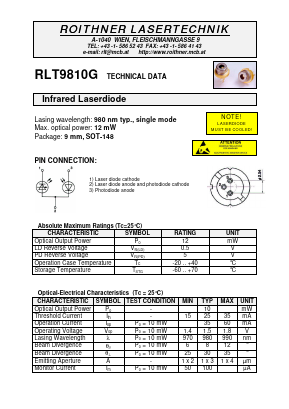 RLT9810G Datasheet PDF Roithner LaserTechnik GmbH