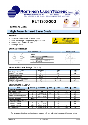 RLT1300-20G Datasheet PDF Roithner LaserTechnik GmbH