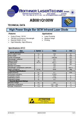 AB081Q100W Datasheet PDF Roithner LaserTechnik GmbH