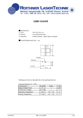 CHIP-1310-P5 Datasheet PDF Roithner LaserTechnik GmbH