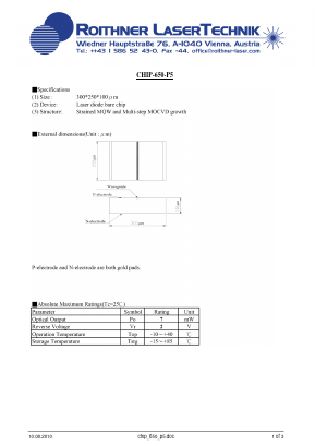 CHIP-650-P5 Datasheet PDF Roithner LaserTechnik GmbH