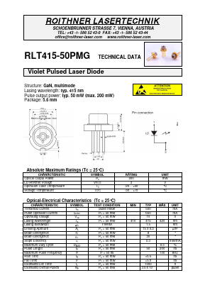 RLT415-50PMG Datasheet PDF Roithner LaserTechnik GmbH