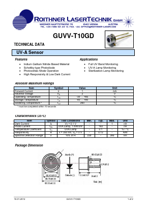 GUVV-T10GD Datasheet PDF Roithner LaserTechnik GmbH