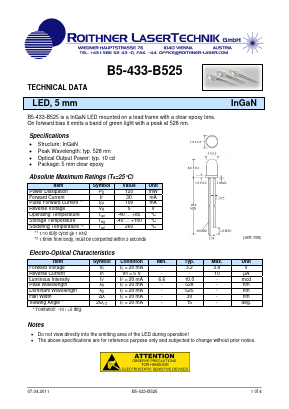 B5-433-B525 Datasheet PDF Roithner LaserTechnik GmbH