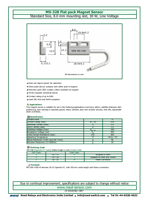 MS-328 Datasheet PDF Reed Relays and Electronics