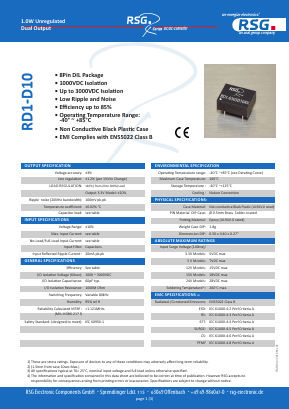 RD1-1224D10A3 Datasheet PDF RSG Electronic Components GmbH