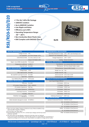 RS3-1505D20A5 Datasheet PDF RSG Electronic Components GmbH