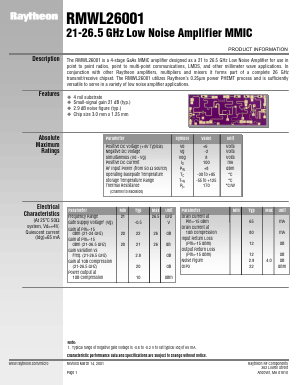 RMWL26001 Datasheet PDF Raytheon Company