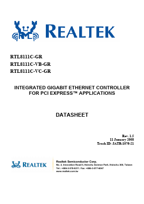 RTL8111C Datasheet PDF Realtek Semiconductor