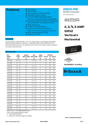 R-545.0DA Datasheet PDF RECOM Electronic GmbH