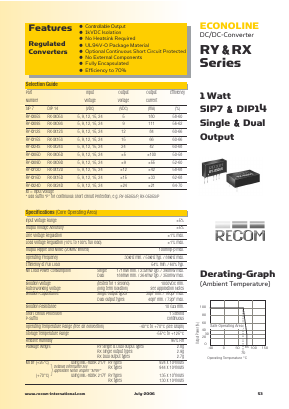 RY-1505S/P Datasheet PDF RECOM Electronic GmbH