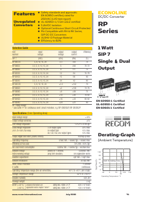 RP-053.3D Datasheet PDF RECOM Electronic GmbH