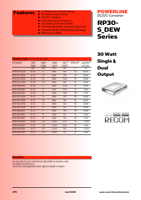 RP30-2412DEW Datasheet PDF RECOM Electronic GmbH
