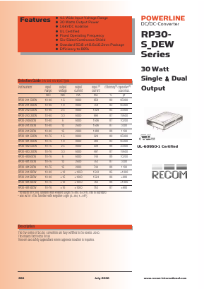 RP30-241.5SEWN Datasheet PDF RECOM Electronic GmbH
