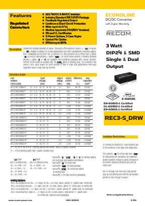 REC3-1205DRW Datasheet PDF RECOM Electronic GmbH