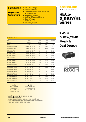 REC5-1205DRW Datasheet PDF RECOM Electronic GmbH