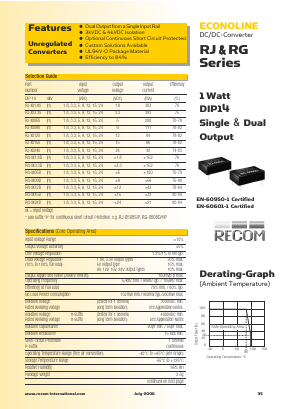 RJ-1.815SHP Datasheet PDF RECOM Electronic GmbH