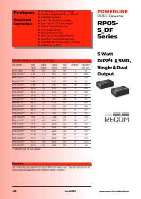RP05-1212SF Datasheet PDF RECOM Electronic GmbH