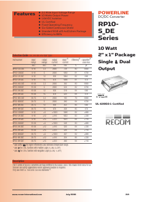 RP10-2412DP Datasheet PDF RECOM Electronic GmbH