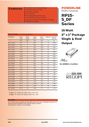 RP15-483.3SFP Datasheet PDF RECOM Electronic GmbH