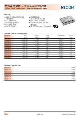 RP30-2433SE Datasheet PDF RECOM Electronic GmbH