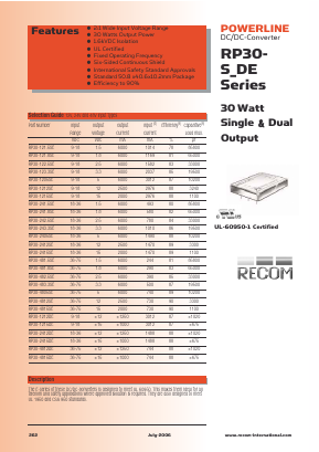 RP30-121.5SE Datasheet PDF RECOM Electronic GmbH