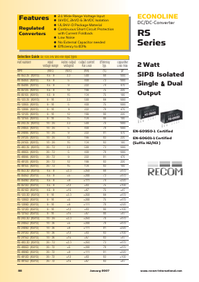 RS-2405D Datasheet PDF RECOM Electronic GmbH
