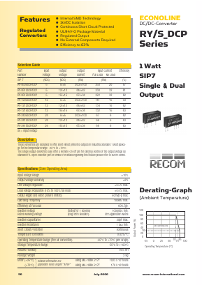 RY-0515DCP Datasheet PDF RECOM Electronic GmbH