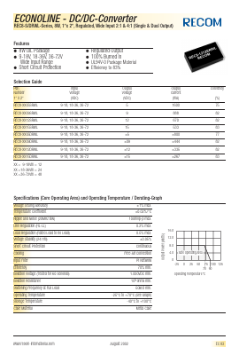 REC8-2315SRWL Datasheet PDF RECOM Electronic GmbH