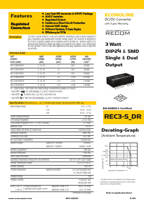 REC3-0505DR/H1 Datasheet PDF RECOM Electronic GmbH
