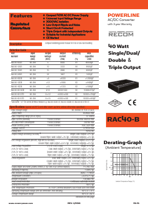 RAC40-15DB Datasheet PDF RECOM Electronic GmbH