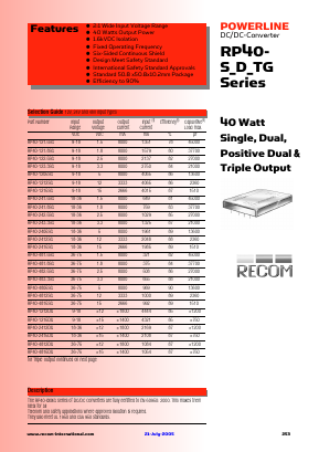 RP40-120512TG_05 Datasheet PDF RECOM Electronic GmbH