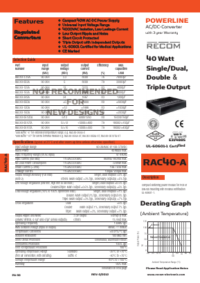 RAC40-3.3SA-ST Datasheet PDF RECOM Electronic GmbH