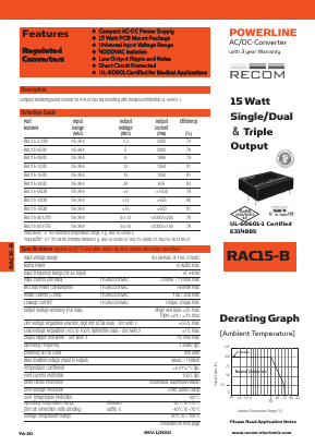 RAC15-0512TB-E Datasheet PDF RECOM Electronic GmbH