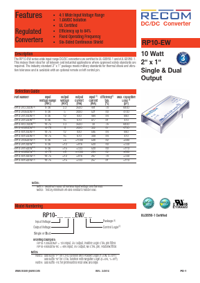RP10-2405DEW Datasheet PDF RECOM Electronic GmbH