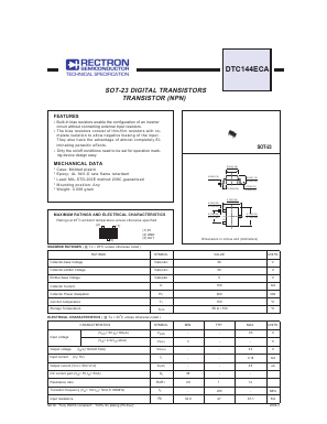 DTC144ECA Datasheet PDF Rectron Semiconductor